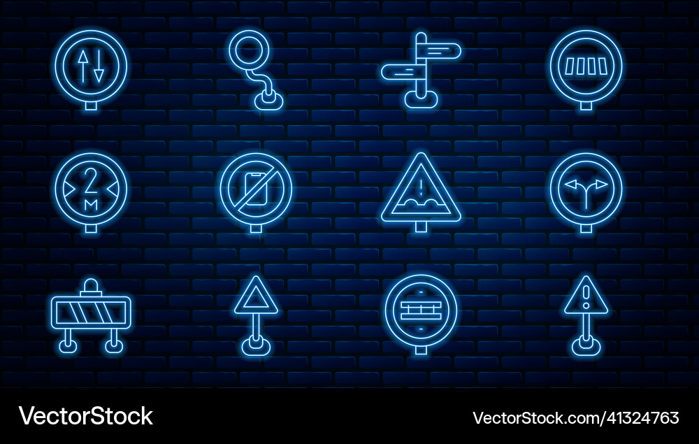 Set line exclamation mark in triangle fork Vector Image