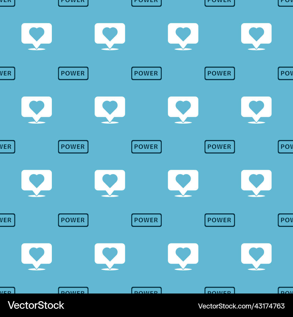 Set power button and like heart on seamless Vector Image