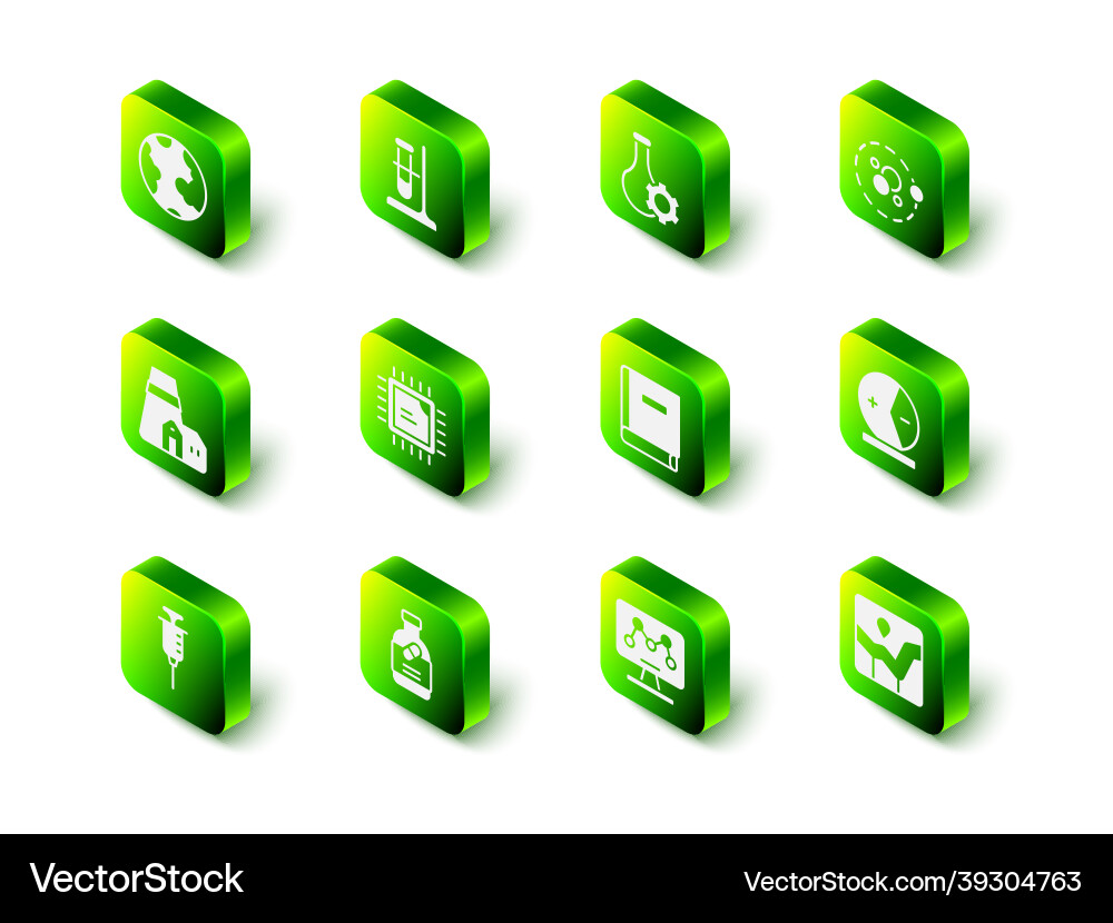 Set test tube flask on stand atom graph chart Set test tube flask on stand atom graph chart vector image
