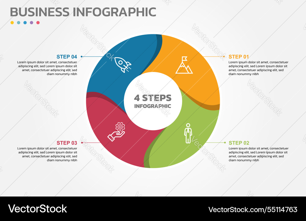 Visual data presentation cycle diagram with 4 Visual data presentation cycle diagram with 4 vector image