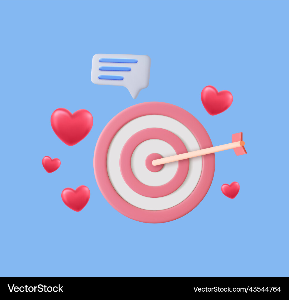 3d dartboard with arrow at the center 3d dartboard with arrow at the center Vector Image