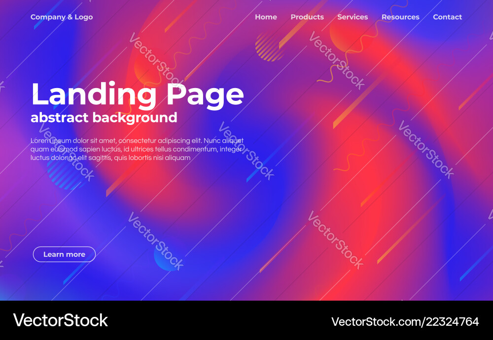 Abstract Gradient Landing Page vector image