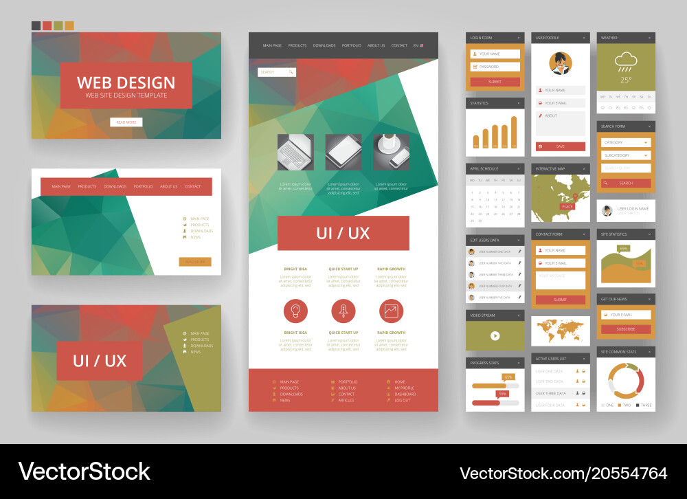 Abstract Website Header & UI Elements Vector Image