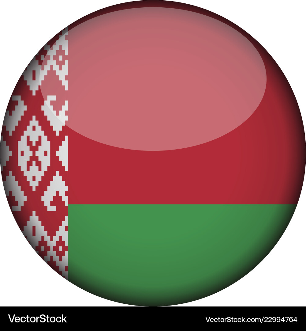 Belarus flag in glossy round button of icon Vector Image