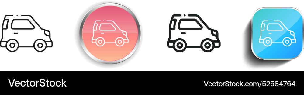 Car icon thin linear regular and button style Car icon thin linear regular and button style vector image