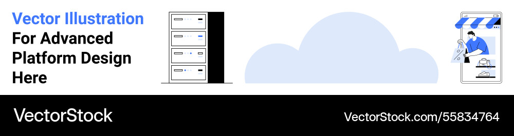 Cloud computing concept with data servers Vector Image