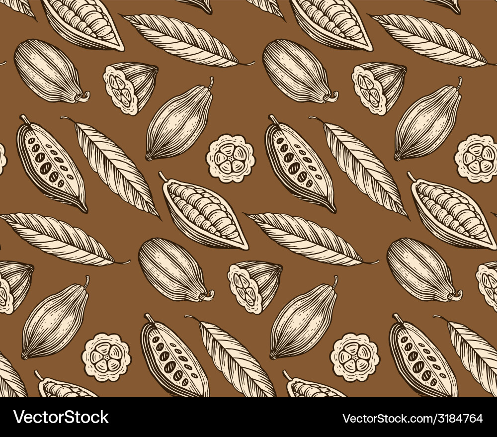 Cocoa Leaf Pattern Vector Image
