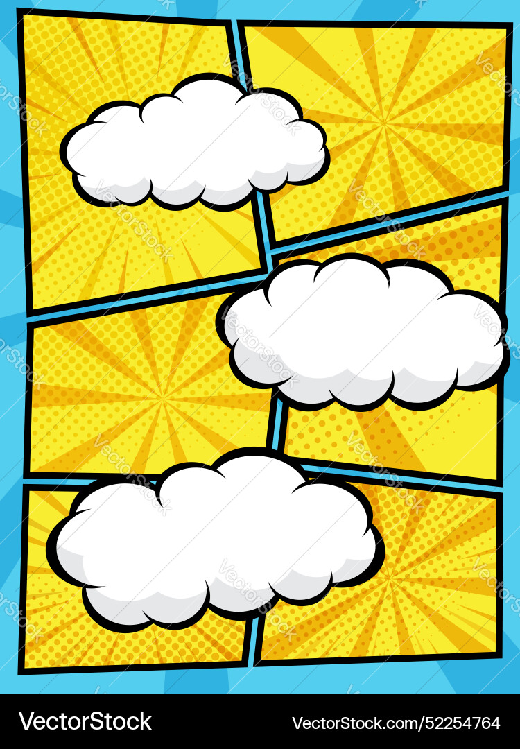 Comic speech bubbles in white clouds on a vibrant Vector Image