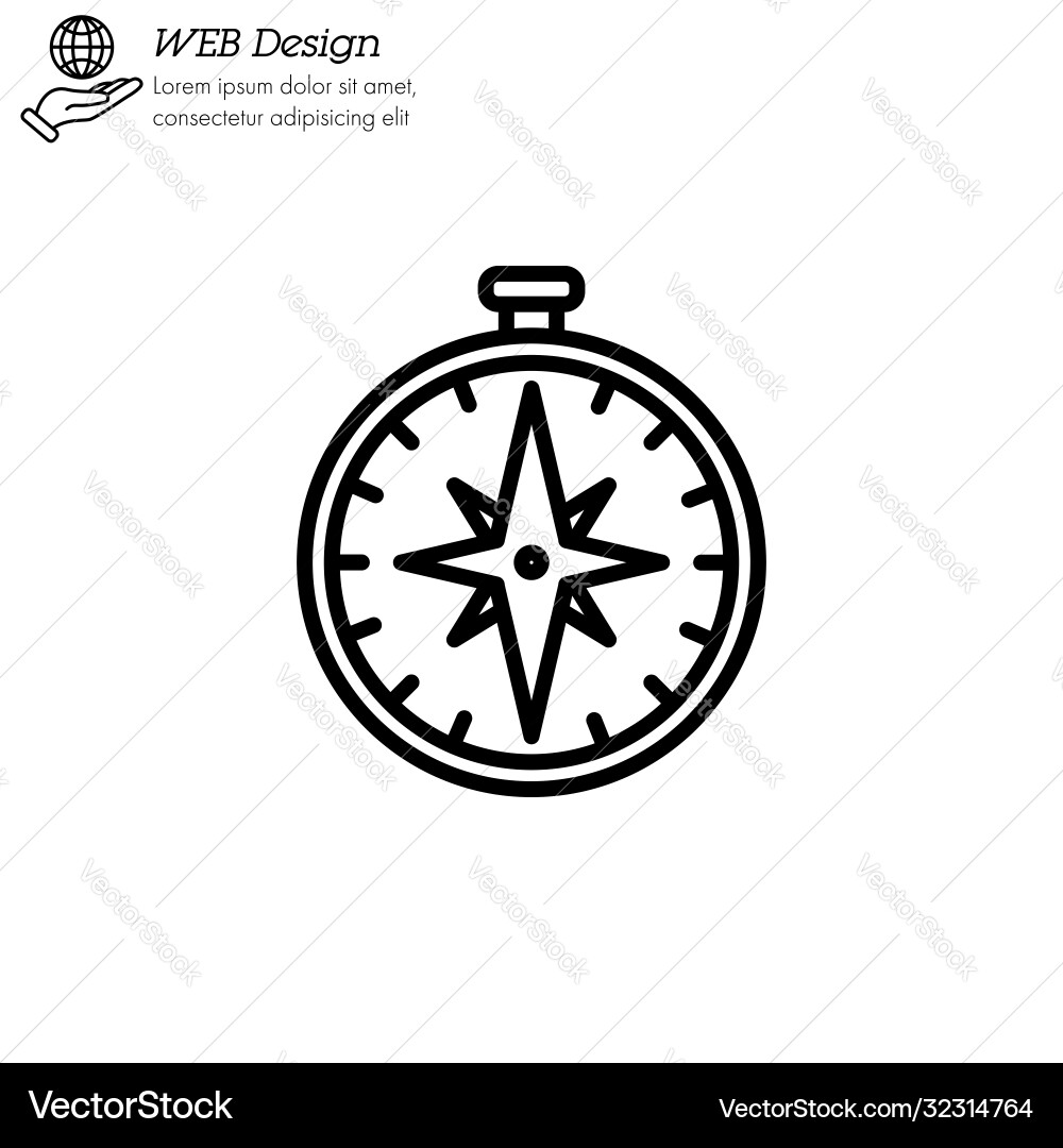 Compass icon thin line linear outline simple Compass icon thin line linear outline simple Vector Image