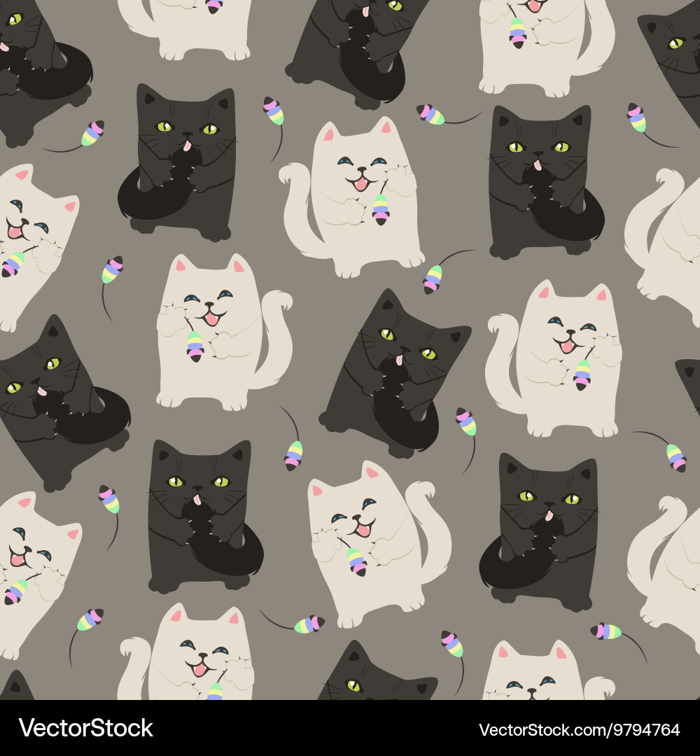 Cute Cartoon Cat Pattern vector image