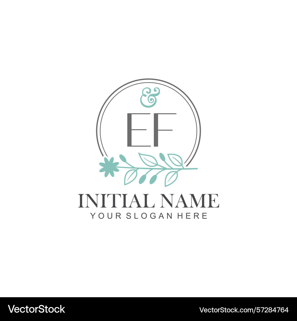 Ef initial logo templates with botanical elements vector image