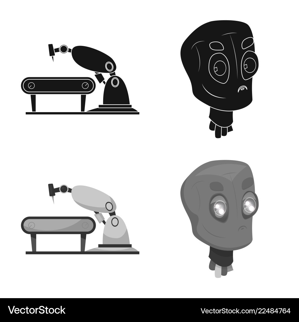 Isolated object of robot and factory sign Vector Image