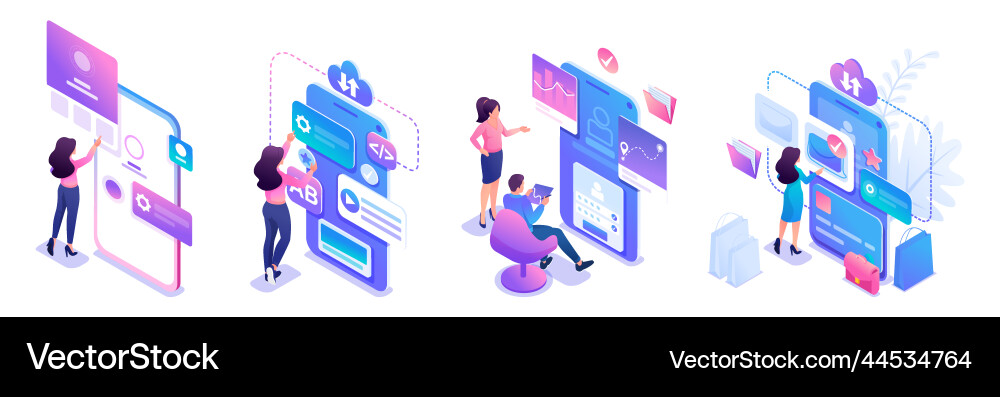 Isometric sets of concepts for the use mobile Isometric sets of concepts for the use mobile vector image