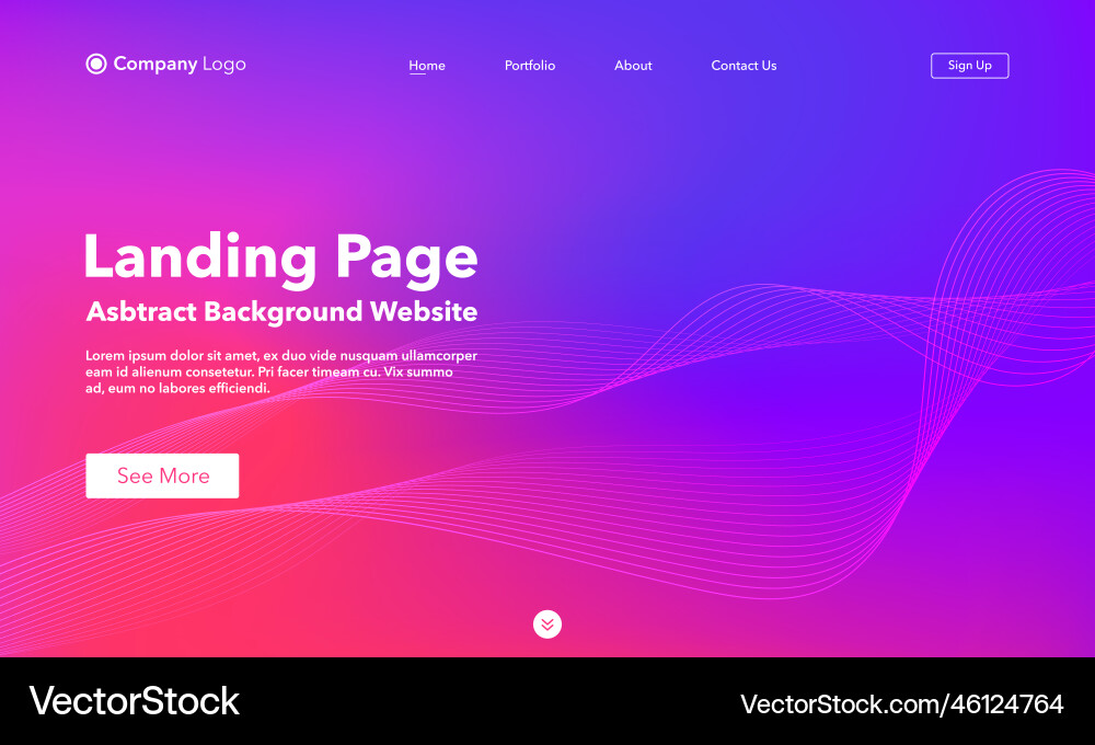Landing page abstract wave background website Landing page abstract wave background website Vector Image