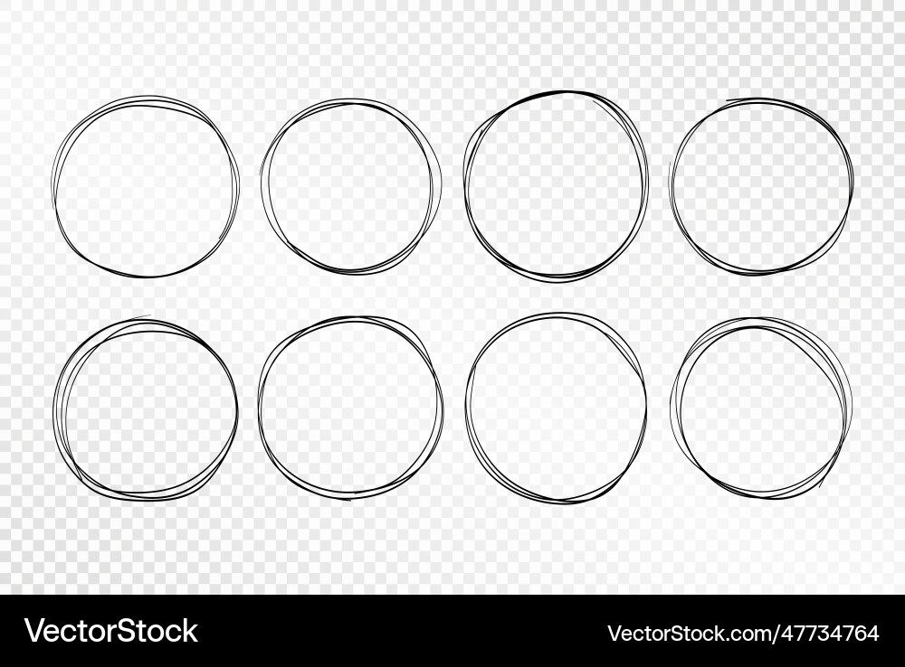 Minimal line circle set linear round frames Minimal line circle set linear round frames vector image