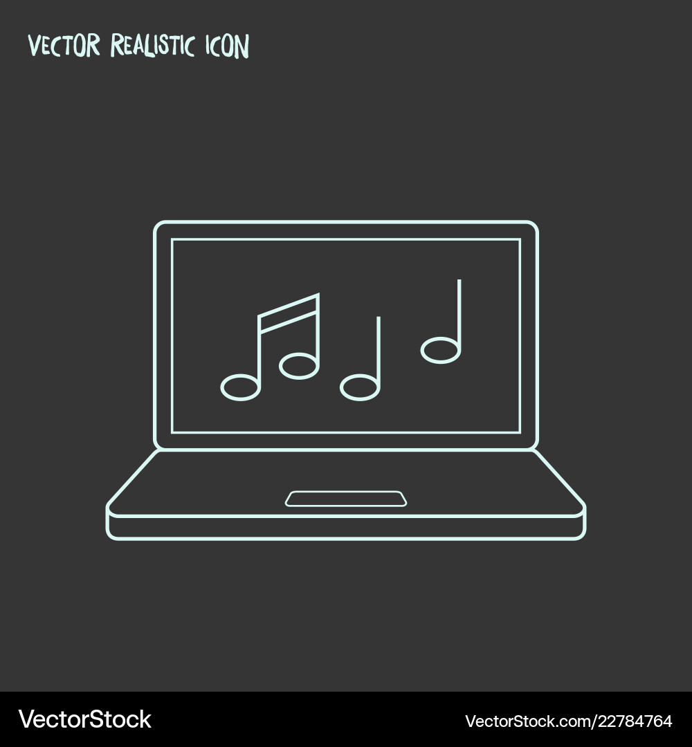 Music on computer icon line element Vector Image