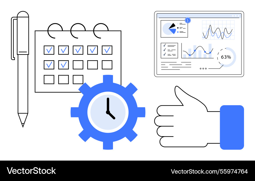 Productivity optimization featuring task calendar Productivity optimization featuring task calendar vector image