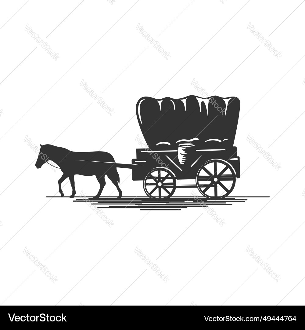 Retro silhouette of texas cowboy cart covered Retro silhouette of texas cowboy cart covered vector image
