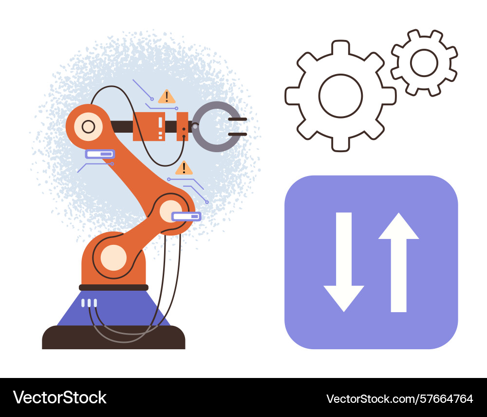 Robotic arm with gears and concept of automation Robotic arm with gears and concept of automation vector image
