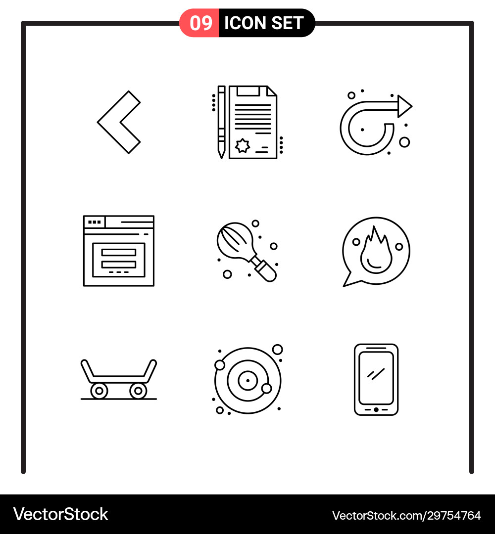 Set 9 line style icons for web and mobile Set 9 line style icons for web and mobile vector image