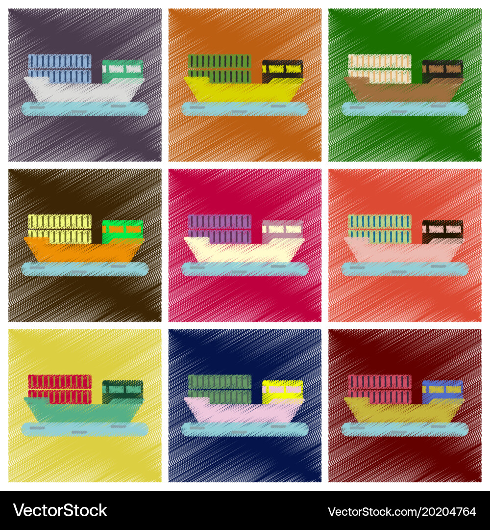 Set of flat icons in shading style container vector image