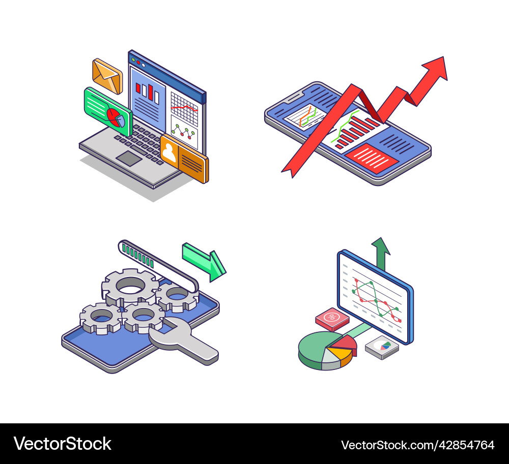 Set of icons for smartphone developer technology Set of icons for smartphone developer technology vector image