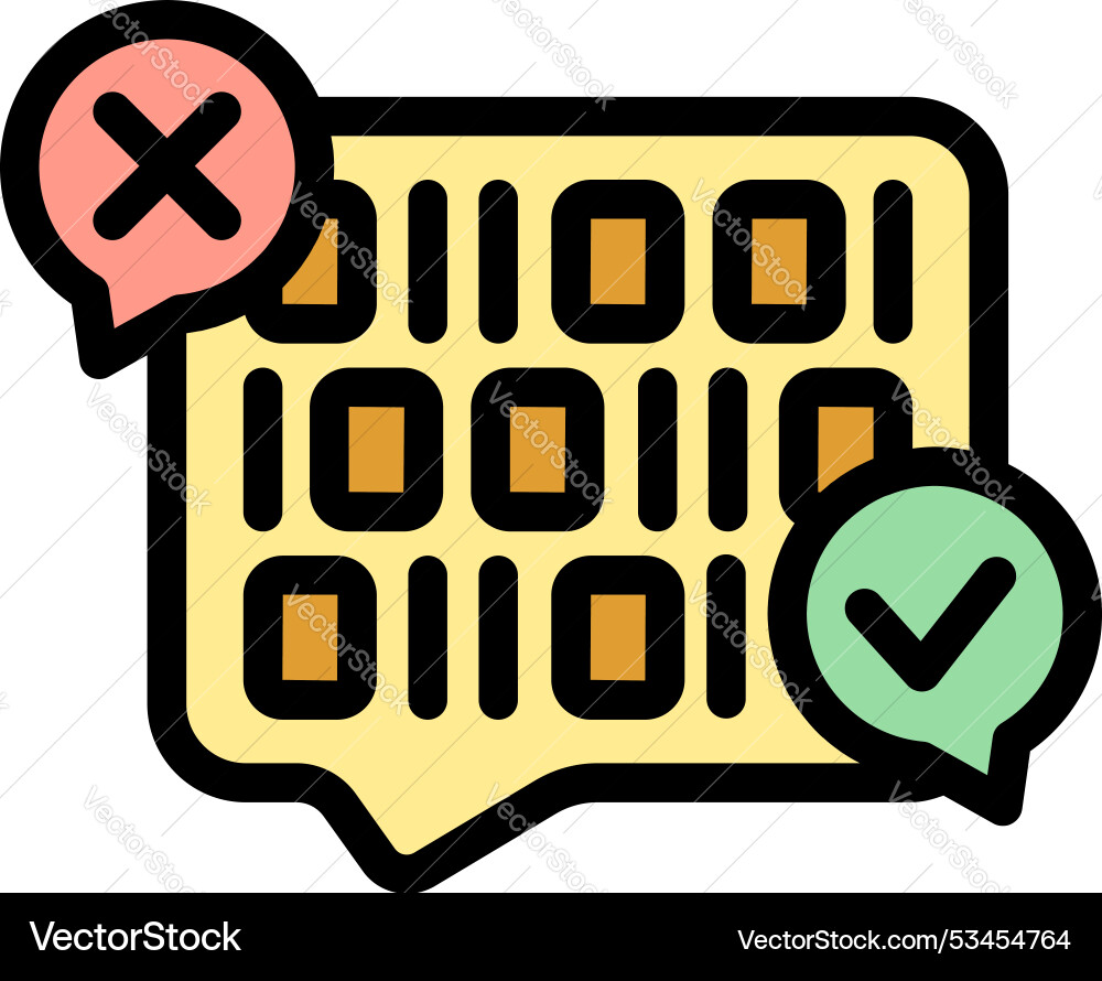 Speech bubble showing binary code with check Speech bubble showing binary code with check vector image