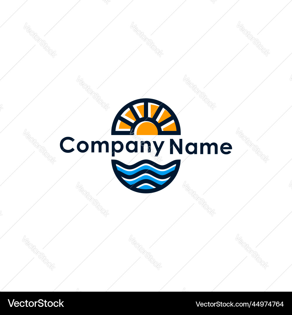 Sun water logo in modern line style – Royalty-Free Vector | VectorStock