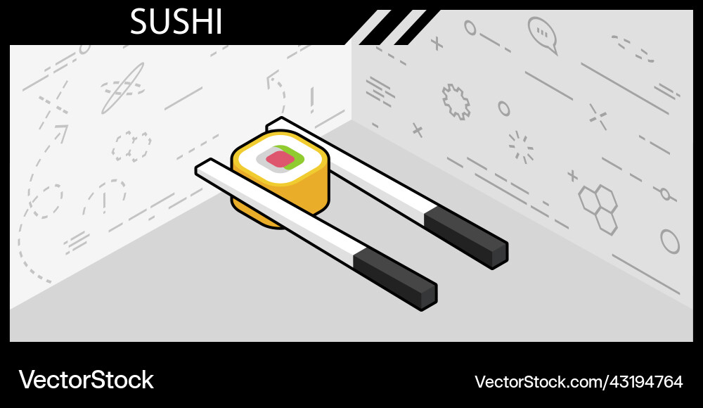 Sushi isometric design icon web 3d colorful Sushi isometric design icon web 3d colorful vector image