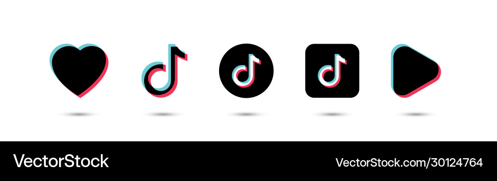 Tik tok logo with heart like and play vector image