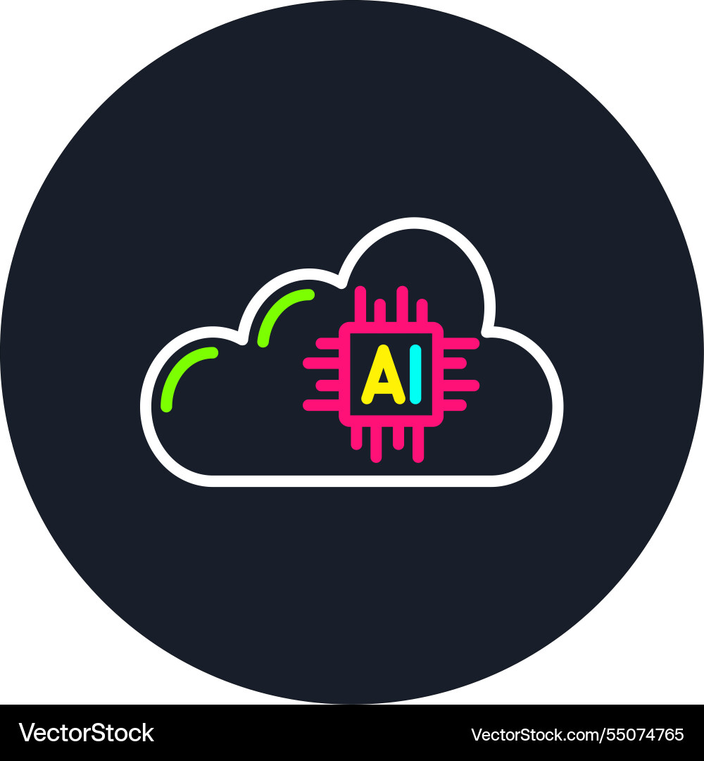 Artificial intelligence line multi color icon Vector Image