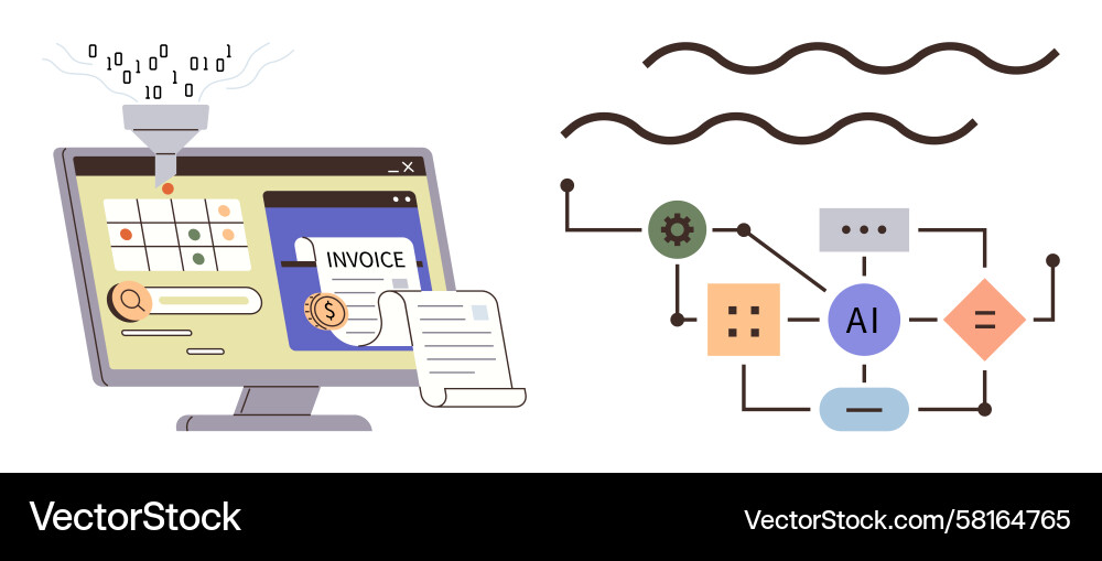 Automated invoice generation with artificial Vector Image