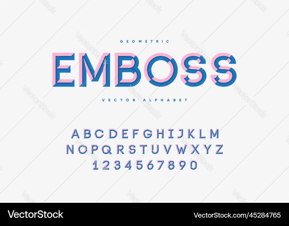 Embossed font design alphabet and numbers vector image