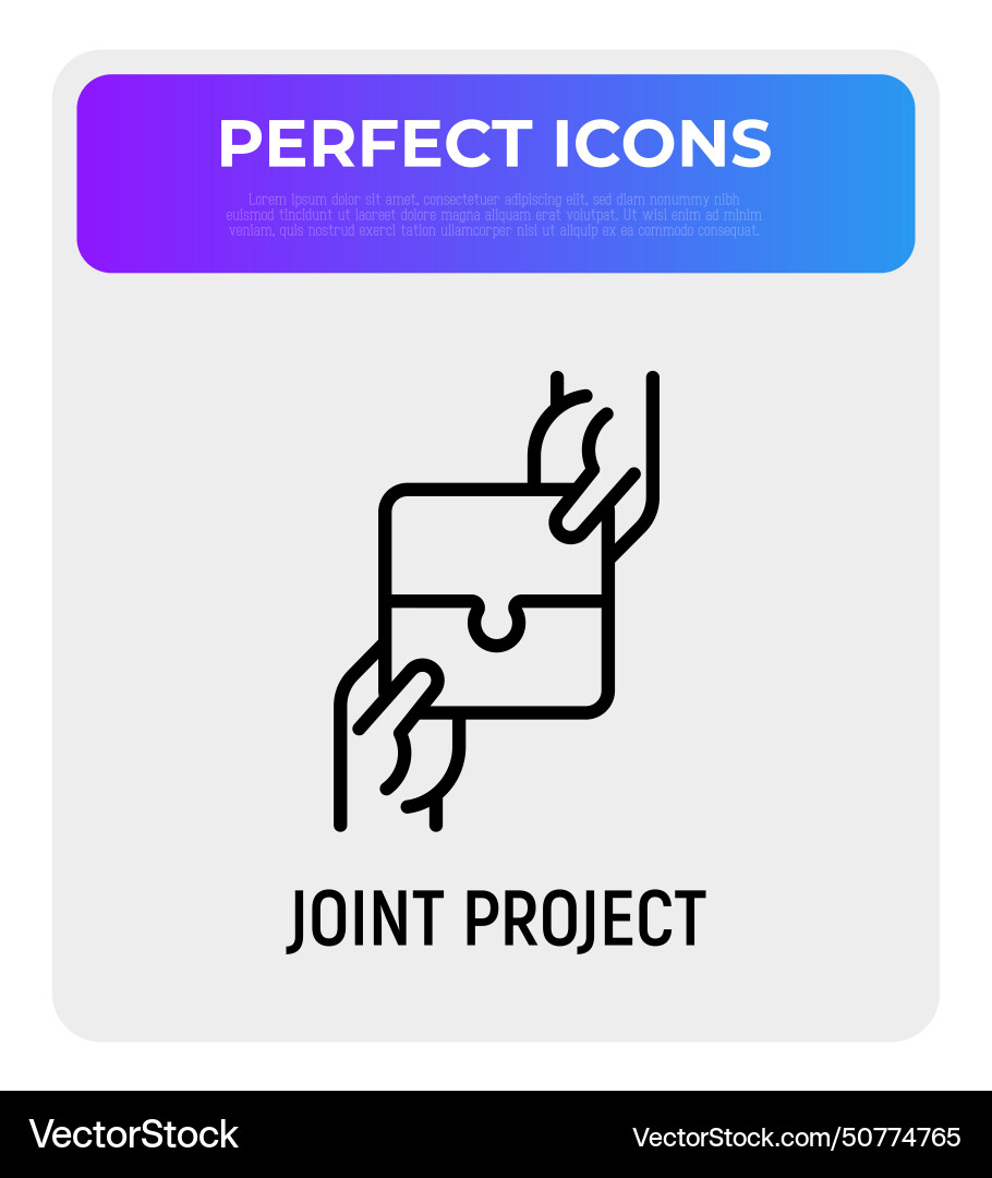 Joint project thin line icon teamwork business Joint project thin line icon teamwork business vector image