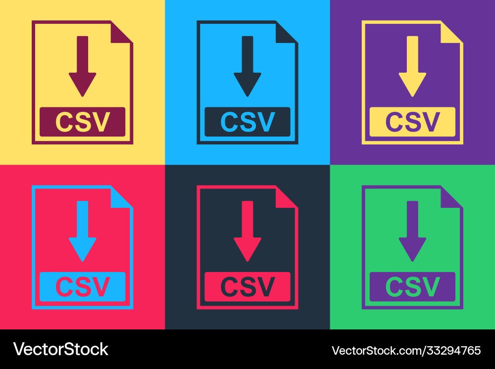 Pop art csv file document icon download Vector Image