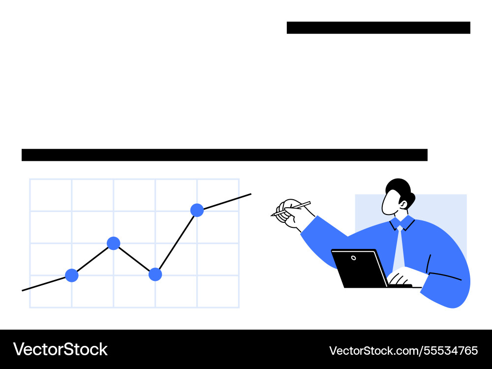 Professional analyzing growth data with graph vector image