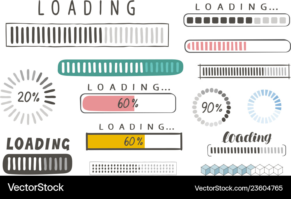 Progress loading bar set of icons load symbol Progress loading bar set of icons load symbol vector image