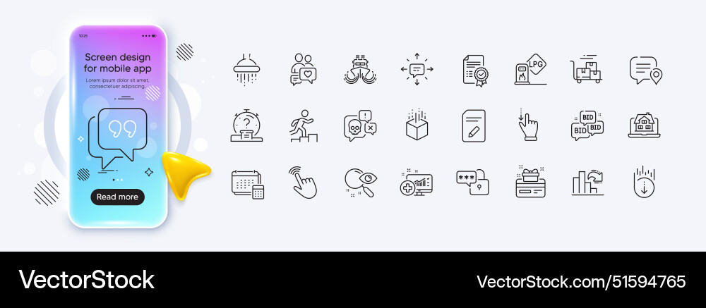 Shower sms and quiz line icons for web app Shower sms and quiz line icons for web app vector image