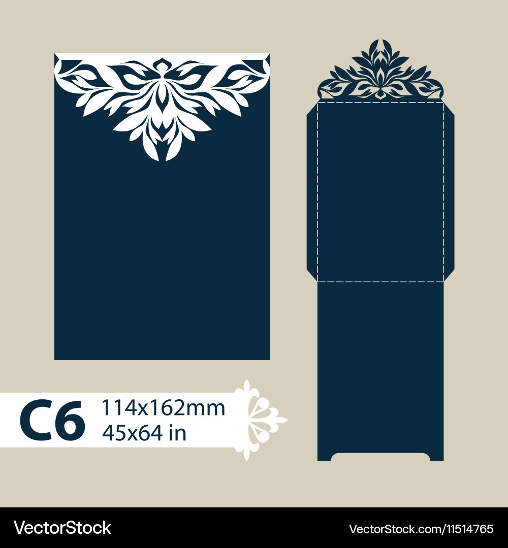 Template envelope with carved openwork pattern vector image