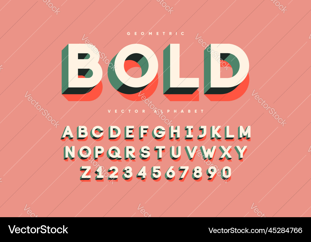Bold retro font with numbers vector image