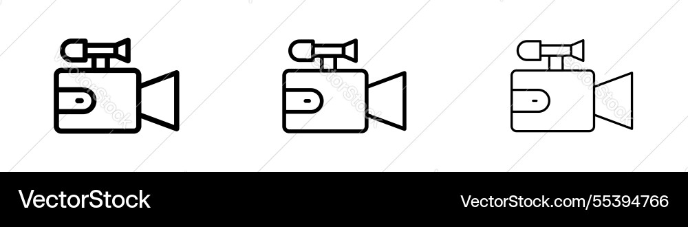 Camcorder icons in three different stroke lines Camcorder icons in three different stroke lines vector image