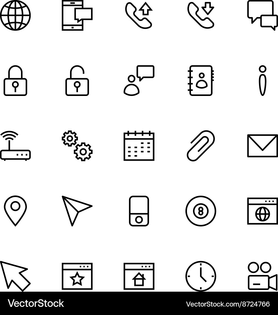 Colored Line User Interface Icons vector image