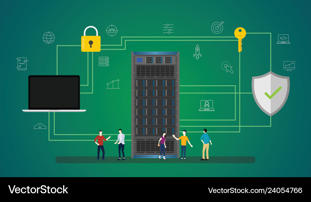 Data Security & Server Network Concept vector image