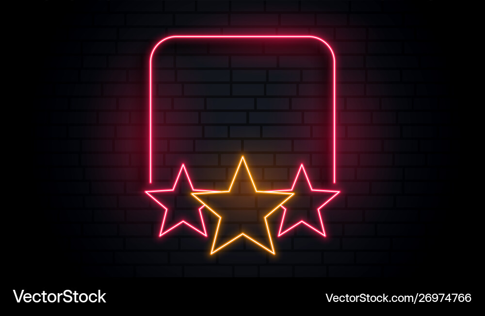 Empty neon star frame with text space vector image