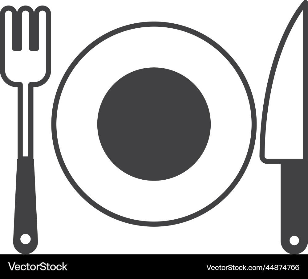 Fork with knife and plate in minimal style Vector Image