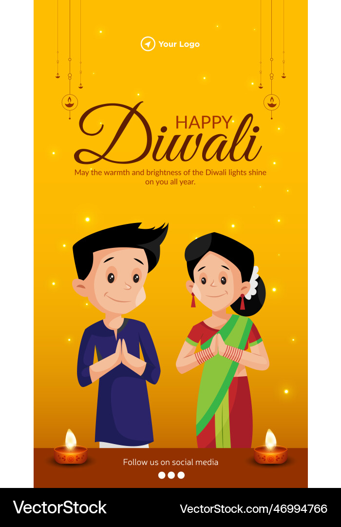 Happy diwali indian festival portrait template Happy diwali indian festival portrait template vector image