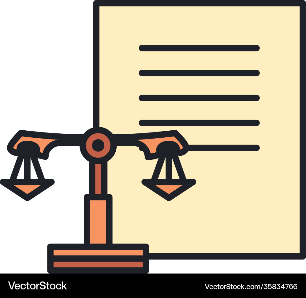 Law scale with document line and fill style icon vector image