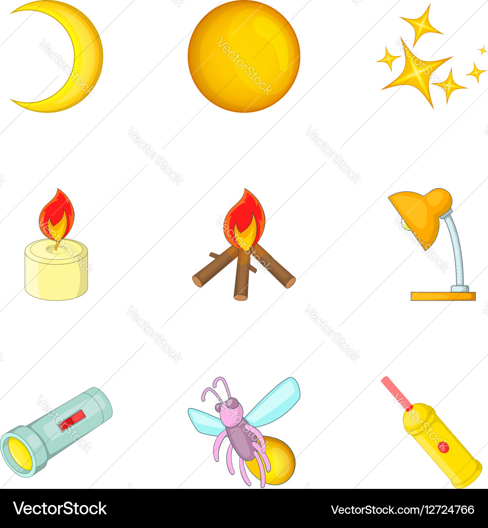 Light source icons set cartoon style vector image