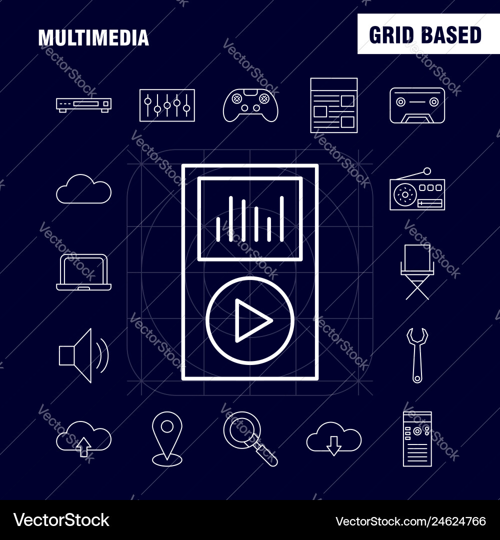 Multimedia line icon for web print and mobile Multimedia line icon for web print and mobile vector image