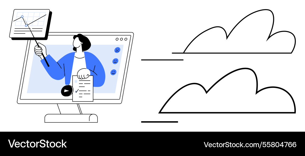 Online presentation with data chart Online presentation with data chart vector image